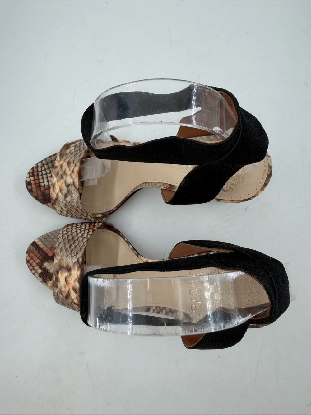 NEW! Vince Camuto Citriana Brown -SZ 7.5- Snakeskin Embossed Leather Heeled Pump - Picture 5 of 13